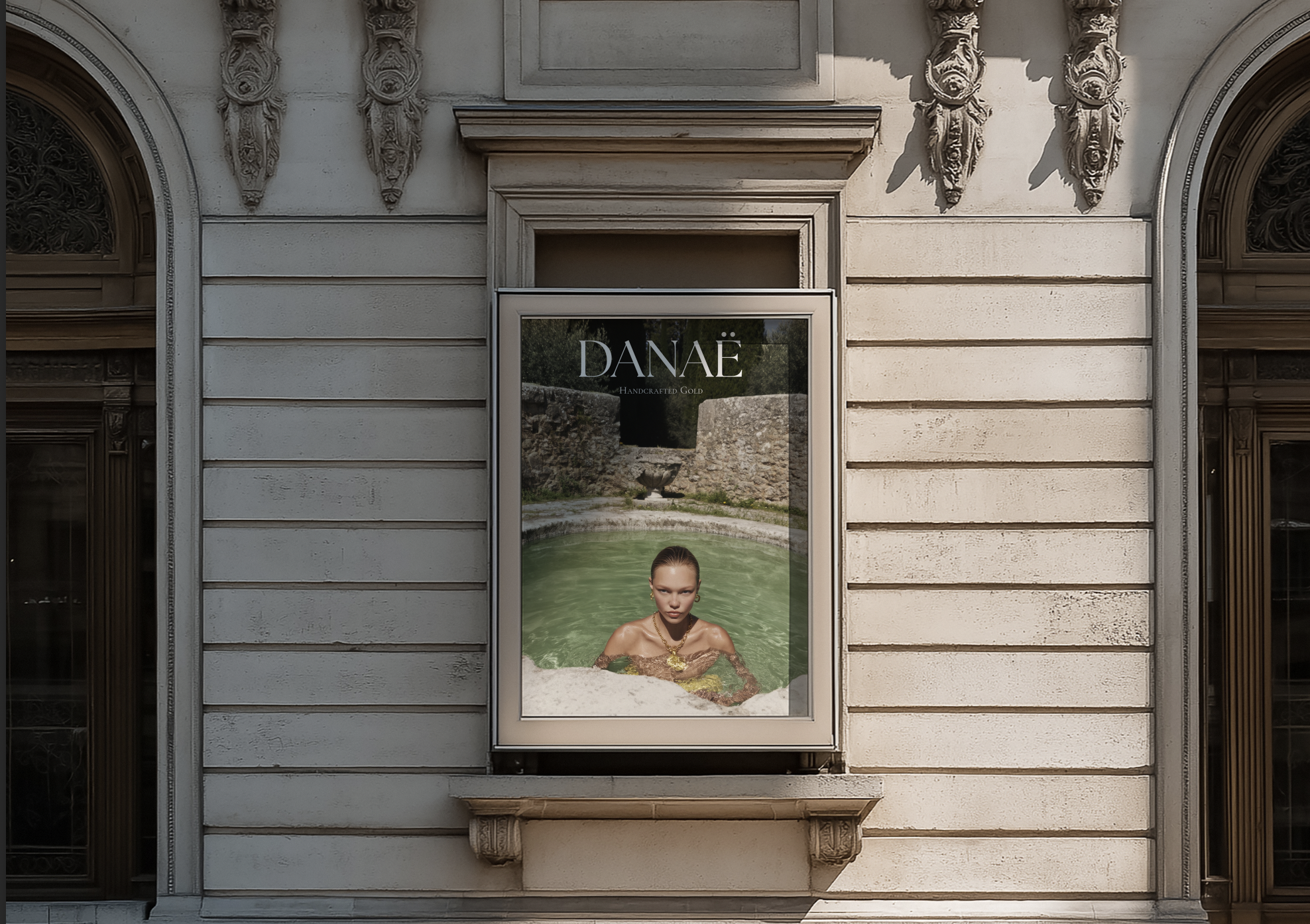 DANAË campaign billboard — window installation